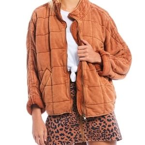 Free People Brown Quilted Dolman Jacket